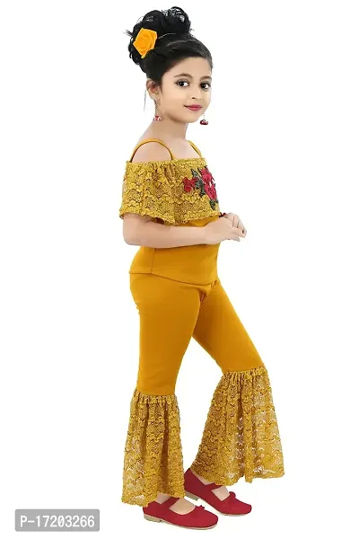 Chandrika Girls Floral Applique Top And Pant Set-thumb3