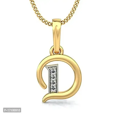 Chandrika Pearls Gems  Jewellers 24K White Gold Plated Copper A-Z Letters Initial Pendant with Chain for Girls