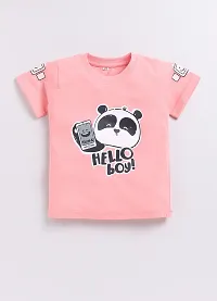 Stylish Pink Cotton Printed T-Shirts With Shorts Clothing Set For Boys-thumb1