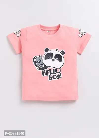 Stylish Pink Cotton Printed T-Shirts With Shorts Clothing Set For Boys-thumb2