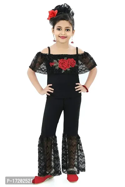 Chandrika Kids Floral Appliqu? Top and Pant Set for Girls-thumb0
