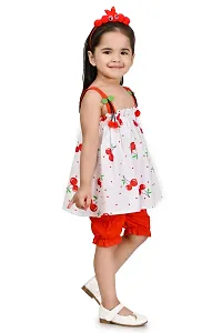 Fabulous Red Cotton Blend Printed Top With Bottom For Girls-thumb1