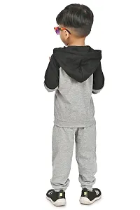 Chandrika Casual Full Sleeves Cotton GreyHoodies  Trouser Set For Boys-thumb2