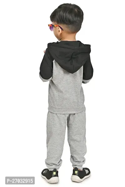 Chandrika Casual Full Sleeves Cotton GreyHoodies  Trouser Set For Boys-thumb3