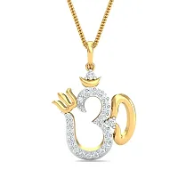 Chandrika Pearls Hari Om Gold and Rhodium Plated Alloy God Pendant for Men  Women Made with Cubic Zirconia-thumb1