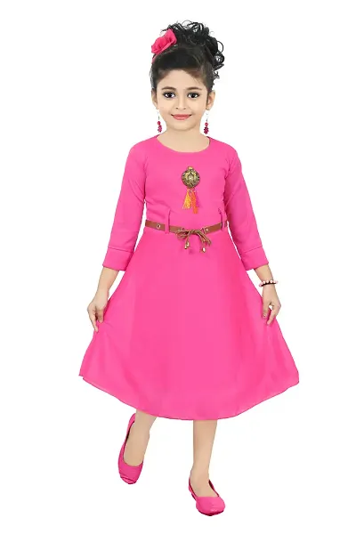 Fabulous Blend Solid A-Line Dress For Girls