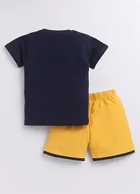 Stylish Navy Blue Cotton Printed T-Shirts With Shorts Clothing Set For Boys-thumb3