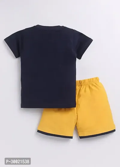 Stylish Navy Blue Cotton Printed T-Shirts With Shorts Clothing Set For Boys-thumb4