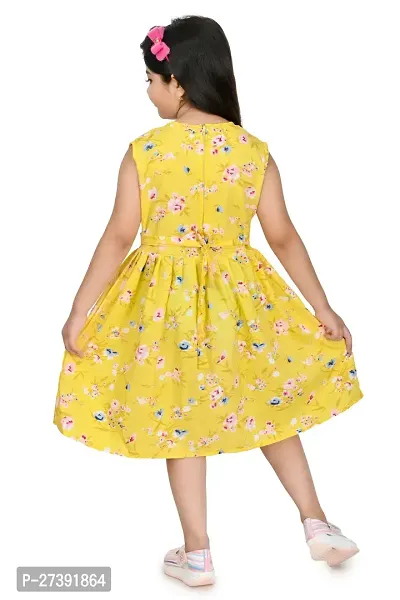 Fabulous Yellow Cotton Blend Printed Frocks For Girls-thumb3