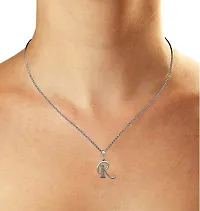 Chandrika Pearls Gems  Jewellers R Letters Initial Copper and American Diamond Pendant Platinum Plated with Chain for Women and Girls-thumb3