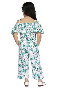 Fabulous Green Cotton Blend Printed Jumpsuit For Girls-thumb2