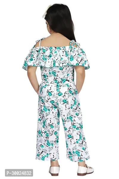 Fabulous Green Cotton Blend Printed Jumpsuit For Girls-thumb3