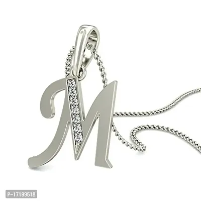 Chandrika Pearls Gems  Jewellers 24K White Gold and Platinum A-Z Letters Initial Pendant with Chain for Girls-thumb2