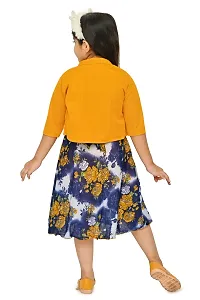 Chandrika Floral Printed Below Knee Length Dress For Kids Girlsnbsp;(Mustard)-thumb2