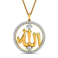 Chandrika Pearls Arabic Islamic Muslim God Allah Gold and Rhodium Plated Alloy God Pendant for Men  Women Made with Cubic Zirconia-thumb1