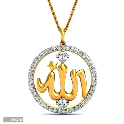 Chandrika Pearls Arabic Islamic Muslim God Allah Gold and Rhodium Plated Alloy God Pendant for Men  Women Made with Cubic Zirconia-thumb2