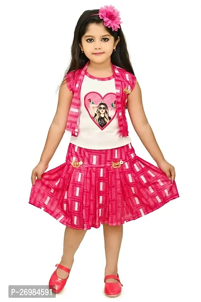 Chandrika Trendy Skirt  Top Combo Set For Girls (Pink)