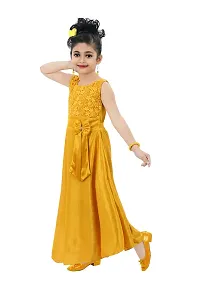 Yellow Satin Fit And Flare Frock For Girls-thumb1