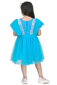 Fabulous Blue Net Solid Frocks For Girls-thumb2