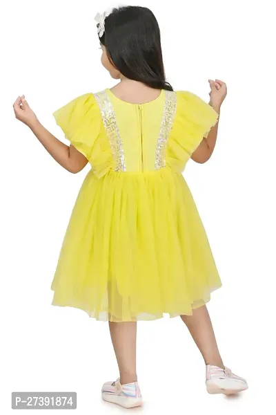 Fabulous Yellow Net Solid Frocks For Girls-thumb3