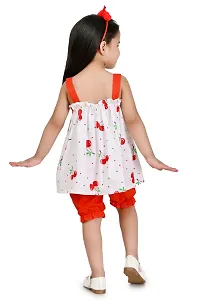 Fabulous Red Cotton Blend Printed Top With Bottom For Girls-thumb2