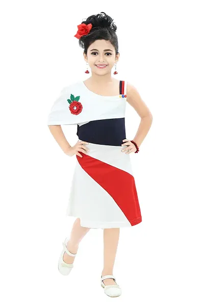 Chandrika Kids Casual One-Shoulder Midi Dress for Girls