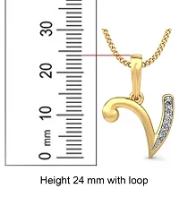Chandrika Pearls Gems  Jewellers 24K Gold Plated A-Z Letters Initial Pendant V Necklace for Girls-thumb2