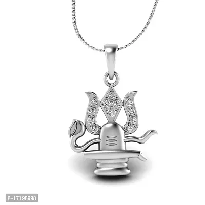 Chandrika Pearls Gems  Jewellers Shiv trishul Gold and Rhodium Plated Alloy God Pendant for Men  Women Made with Cubic Zirconia