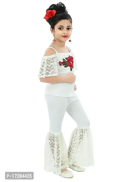 Chandrika Girls Floral Applique Top And Pant Set-thumb2