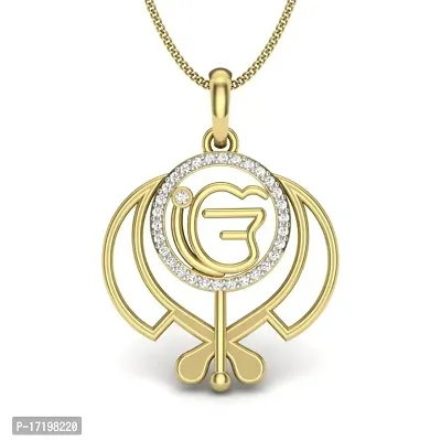 Chandrika Pearls Khanda Gold and Rhodium Plated Alloy God Pendant for Men  Women Made with Cubic Zirconia-thumb0
