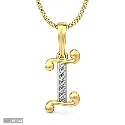 Chandrika Pearls Gems  Jewellers 24K Gold Plated Copper Golden White A-Z Letters Initial Pendant with Chain for Girls-thumb0