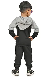 Chandrika Casual Full Sleeves Cotton Black Hoodies  Trouser Set For Boys-thumb3