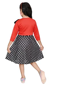 Fabulous Red Cotton Blend Printed Fit And Flare Dress For Girls-thumb3