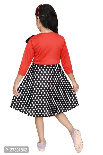 Fabulous Red Cotton Blend Printed Fit And Flare Dress For Girls-thumb4