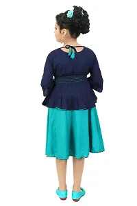 Elite Cotton Blend Self Pattern Top with Skirt Set For Girls-thumb2