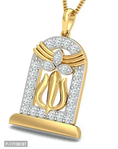 Chandrika Pearls Shiv trishul Gold and Rhodium Plated Alloy God Pendant for Men  Women Made with Cubic Zirconia