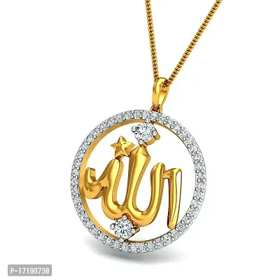 Chandrika Pearls Arabic Islamic Muslim God Allah Gold and Rhodium Plated Alloy God Pendant for Men  Women Made with Cubic Zirconia-thumb0