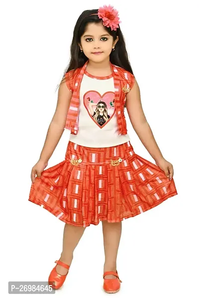 Chandrika Trendy Skirt  Top Combo Set For Girls (Red)