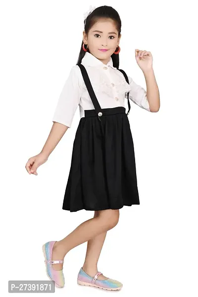 Fabulous Black Cotton Blend Solid Two Piece Dress For Girls-thumb2