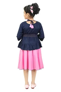 Elite Cotton Blend Self Pattern Top with Skirt Set For Girls-thumb2