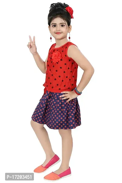 Chandrika Girl's Fit  Flare Knee Length Dress (_Red_2-3 Years)-thumb2