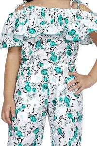 Fabulous Green Cotton Blend Printed Jumpsuit For Girls-thumb3