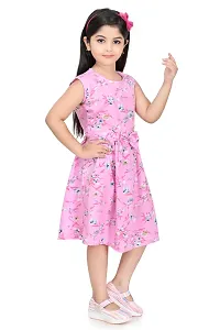 Fabulous Pink Cotton Blend Printed Frocks For Girls-thumb1