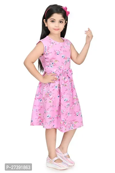 Fabulous Pink Cotton Blend Printed Frocks For Girls-thumb2