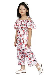 Fabulous Red Cotton Blend Printed Jumpsuit For Girls-thumb1