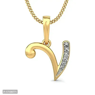 Chandrika Pearls Gems  Jewellers 24K Gold Plated A-Z Letters Initial Pendant V Necklace for Girls