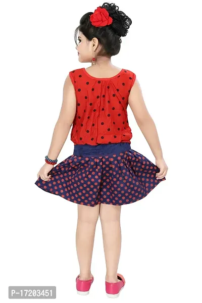 Chandrika Girl's Fit  Flare Knee Length Dress (_Red_2-3 Years)-thumb3
