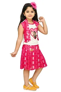 Chandrika Trendy Skirt  Top Combo Set For Girls (Pink)-thumb1