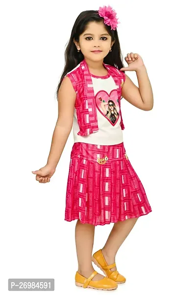 Chandrika Trendy Skirt  Top Combo Set For Girls (Pink)-thumb2