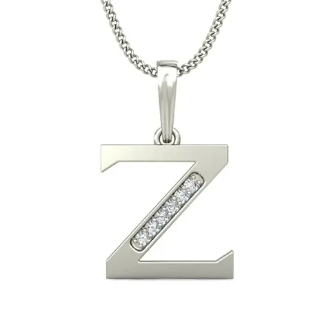 Chandrika Pearls 24K WHITEGold/Platinum Plated A-Z Letters Initial Pendant with Chain